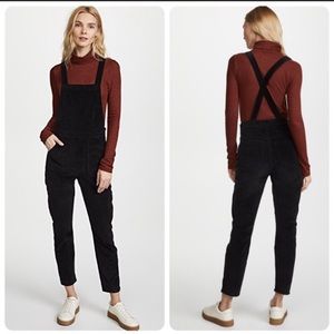 Madewell Black Velvet Overalls